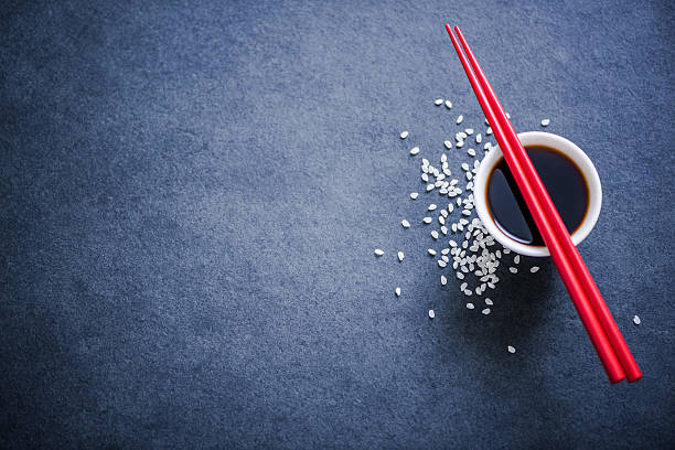 istock japanese food background on dark slate 546008086