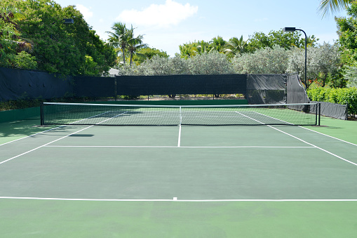Three types of tennis court, high resolution and high details 3D rendering