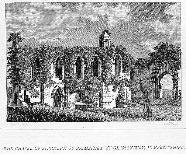 kaplica świętego józefa z arymaty, glastonbury, somerset - glastonbury stock illustrations