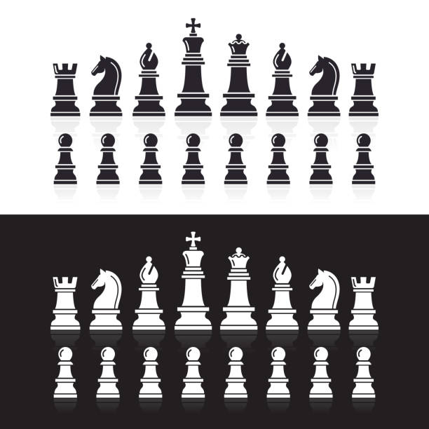 체스 아이콘. - chess king chess chess piece black stock illustrations