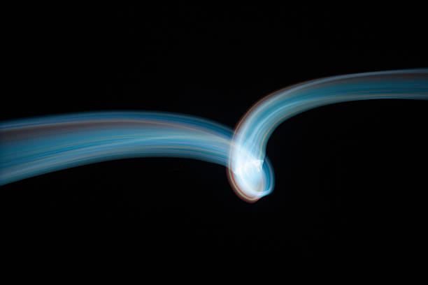 light painting ribbon with black background