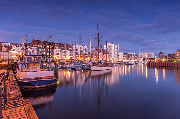 istock Gdansk harbor and marina in the night 546020444