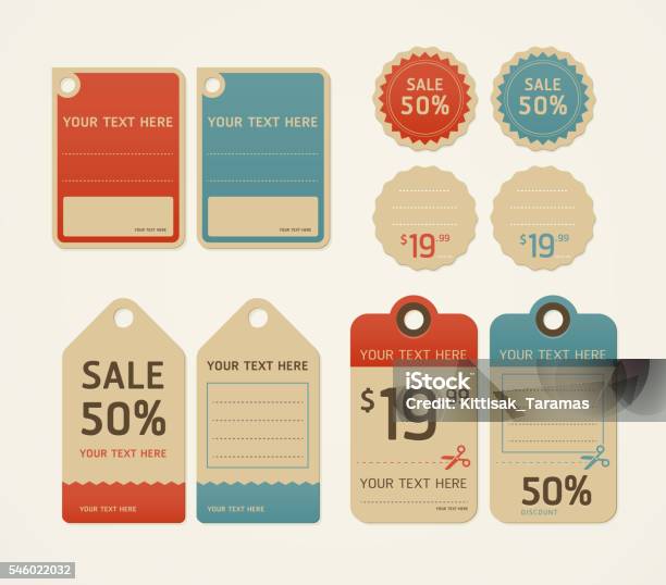 Price Tags Retro Color Design Stock Illustration - Download Image Now - Backgrounds, Banner - Sign, Blue