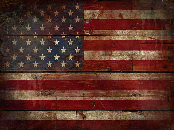 istock Flag of USA, painted on a grunge plank 546022236