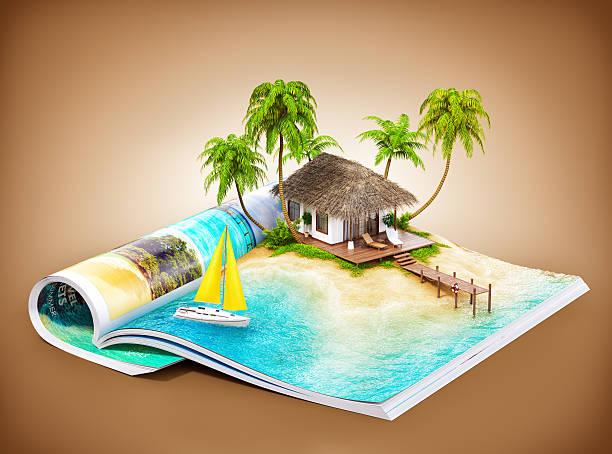 istock tropical island on a magazine 546022340