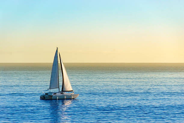 парусная лодка - sea water single object sailboat стоковые фото и изображения