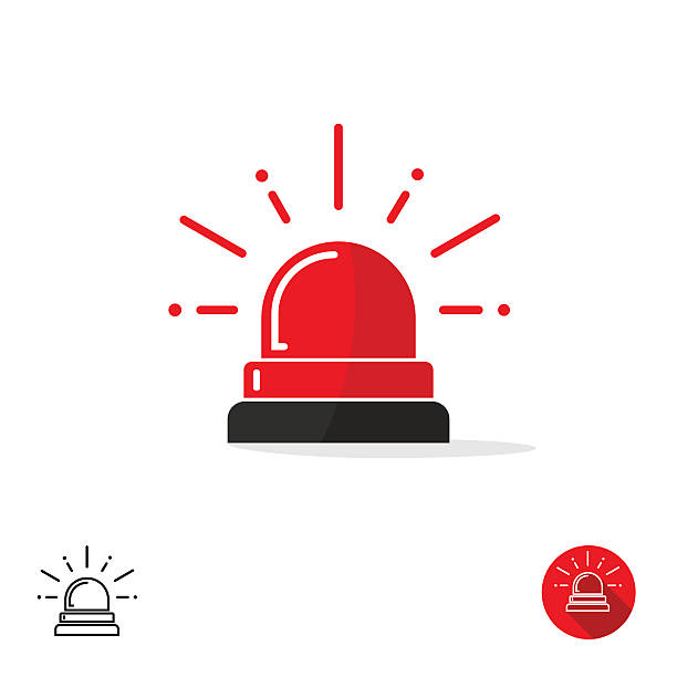 ikona awaryjna, lampka syreny karetki, migacz radiowozowy, czerwone logo - alarm stock illustrations