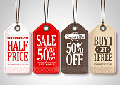 Vector Sale Tags Design Collection Hanging with Different Colors