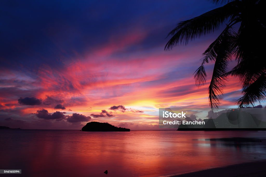 Wonderful summer sunset in Guam A amazing beach sunset view in Guam, USA  Guam Stock Photo