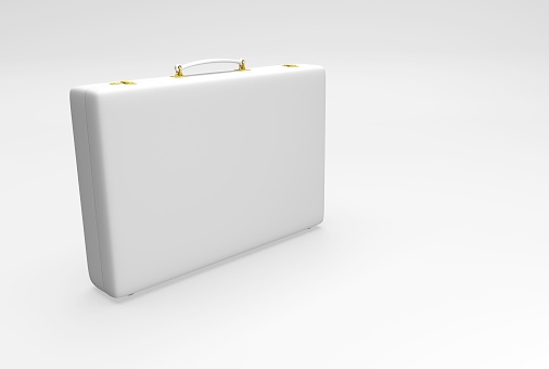 White elegant suitcase suitable for businessman and keeping in safe important documents. 3D illustration