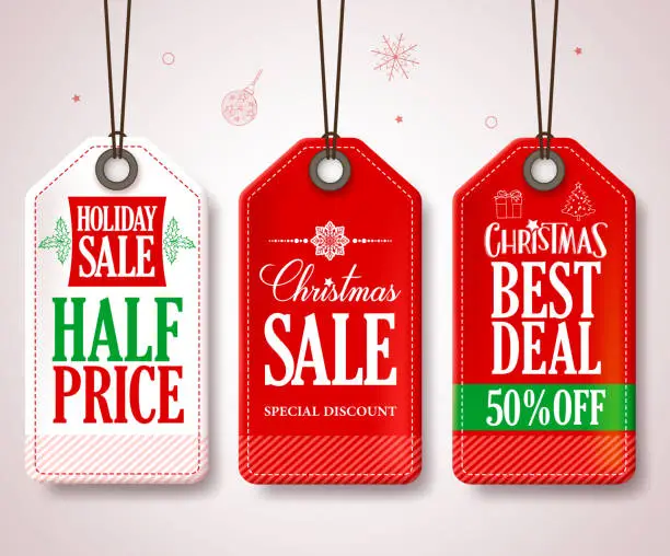 Vector illustration of Christmas Sale Tags Set for Christmas Season Store Promotions