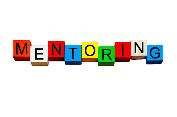 istock Mentoring business sign for coaching, mentors, isolated on white. 546167452