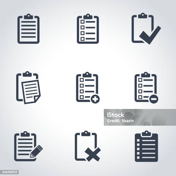 Vector Black Check List Icon Set Stock Illustration - Download Image Now - Icon Symbol, List, Clipboard