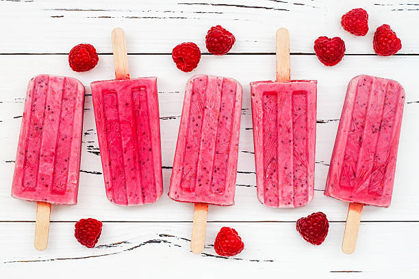 istock Homemade vegan raspberry coconut milk popsicles  with chia seeds 546171500