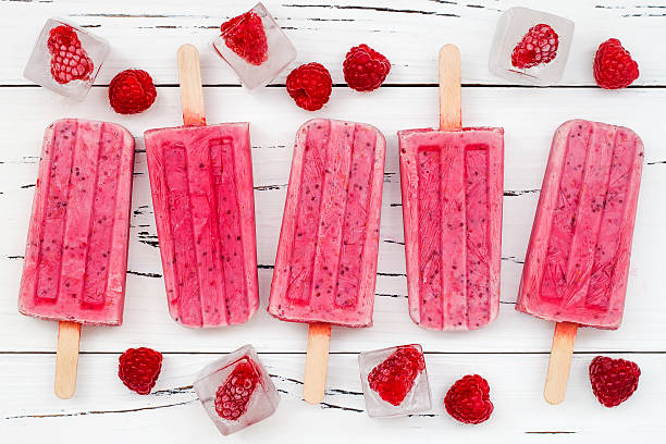 istock Homemade vegan raspberry coconut milk popsicles  with chia seeds 546171566