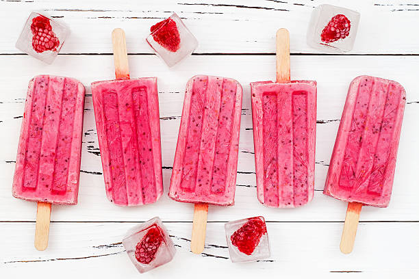 istock Homemade vegan raspberry coconut milk popsicles  with chia seeds 546171638