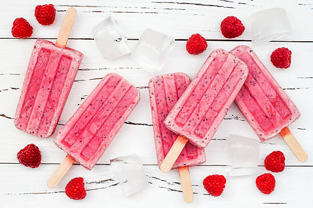 istock Homemade vegan raspberry coconut milk popsicles  with chia seeds 546171756