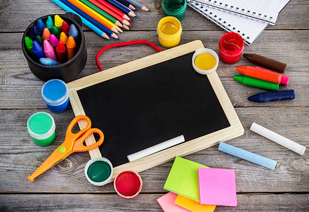 istock School supplies, crayons, pens, chalk 546172438