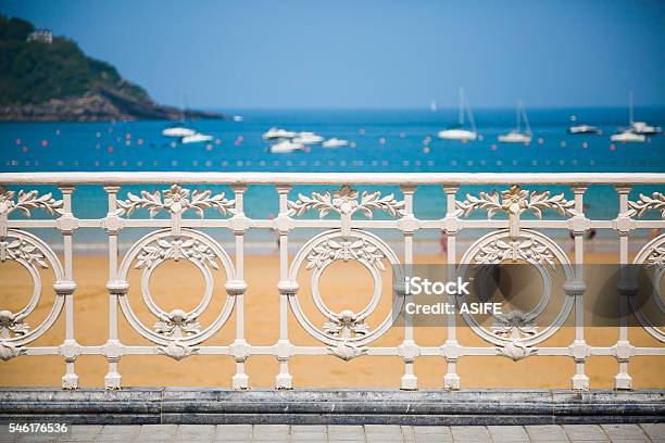 Railing Of La Concha Beach Stock Photo - Download Image Now - San Sebastian - Spain, Playa De La Concha, Beach