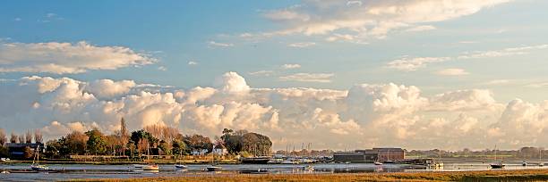 Dell Spin Panorama Chichester Harbour cloudscape chichester stock pictures, royalty-free photos & images