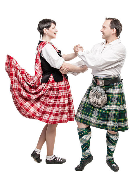 istock The pair woman and man dancing Scottish dance 546177602