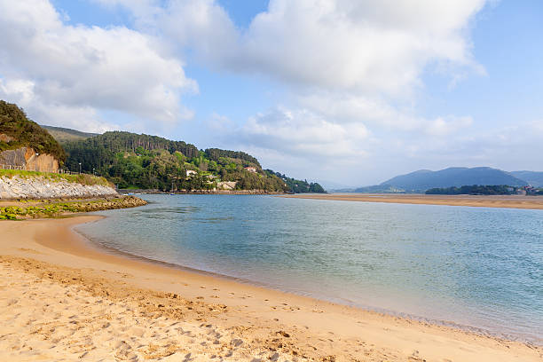 plage de laida dans la province de biscaye, pays basque, espagne - oka river photos et images de collection