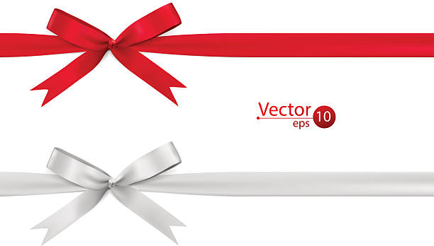 stockillustraties, clipart, cartoons en iconen met ribbon bows - red, white, collection. - lintje naaigerei