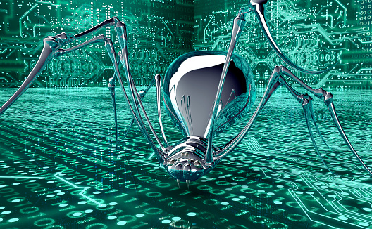 digital safety concept computer bug in electronic environment, 3D illustration