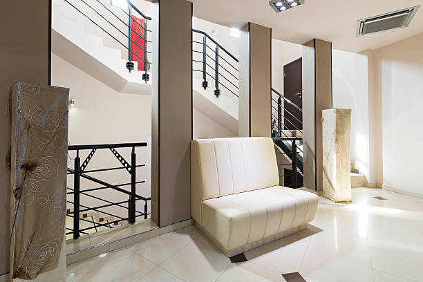 istock Hotel lobby with stairs 546179642
