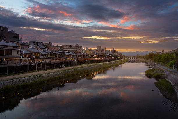 istock Kamogawa river nearby Gion in sunset 546182188