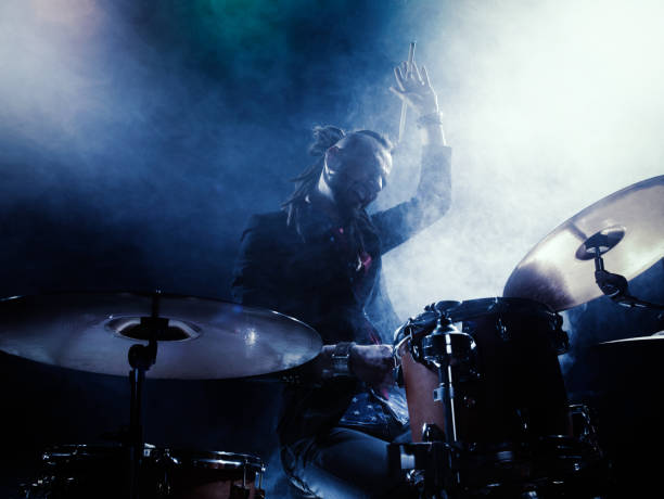 istock Silhouette of the drummer on stage. 546182650