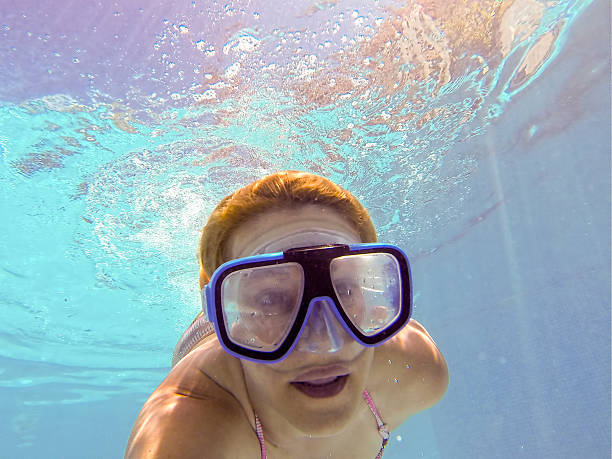 istock Girl taking undrewater selfie 546185892