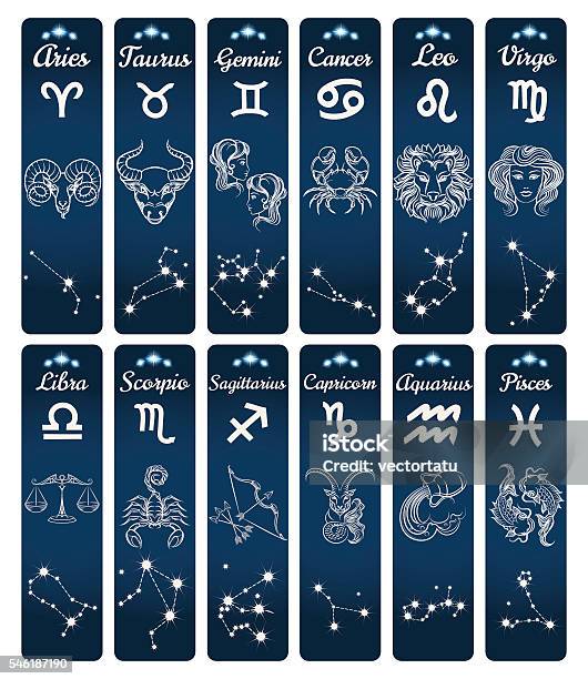 Bannières De Signes Du Zodiaque Vertical Vecteurs libres de droits et plus d'images vectorielles de Signes du Zodiaque - Signes du Zodiaque, Constellation, Astrologie