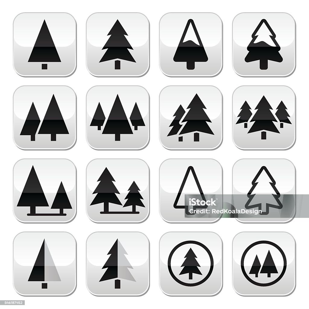 Pine Tree Buttons Pine Tree Vector Buttons Set Stock Illustration - Download Image Now ...