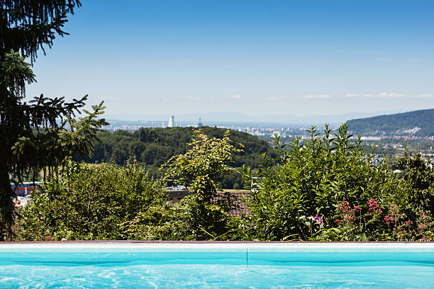 istock blue swimming pool at the garden 546190778
