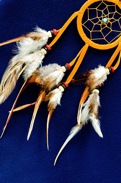 istock Beautiful close-up dream catcher on blue background 546191032