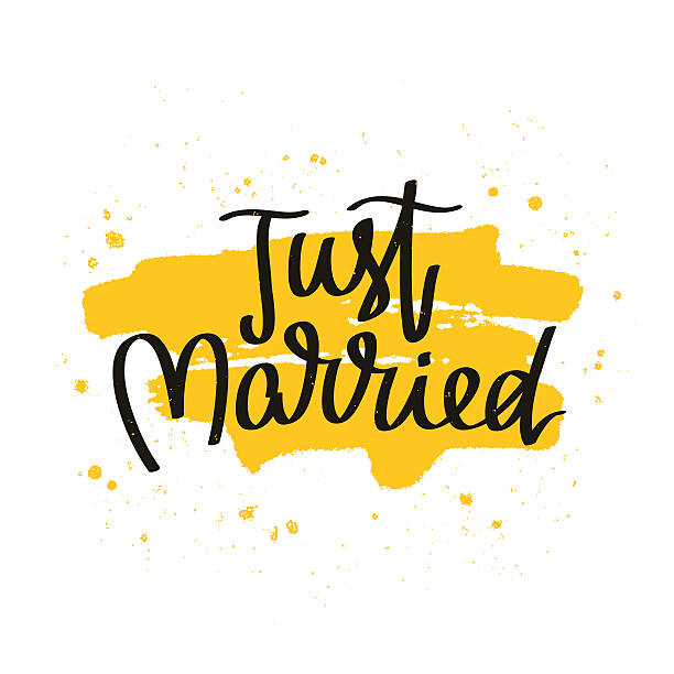 illustrations, cliparts, dessins animés et icônes de je viens de me marier. la calligraphie tendance - just married