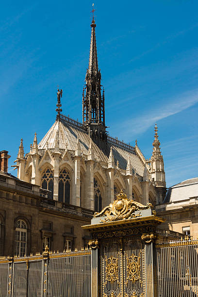 The Sainte Chapelle, Paris, France. The Sainte Chapelle and entrance to Justice Palace in Paris, France. sainte chapelle stock pictures, royalty-free photos & images