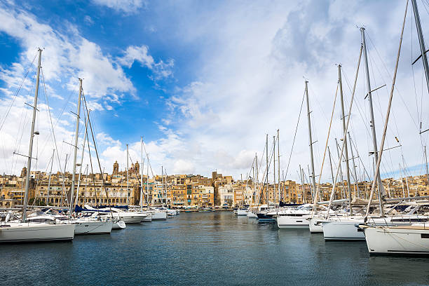 istock Malta - Valletta Yacht marina with blue sky 546197434