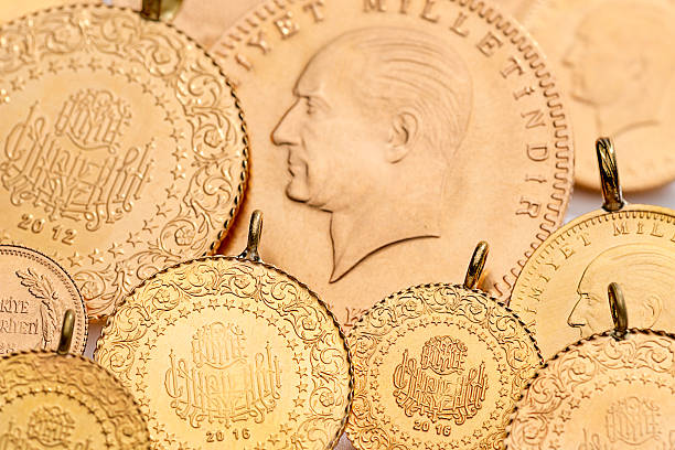 istock Traditional Turkish Gold Coins Background 546199642