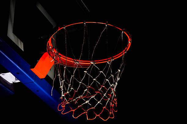 istock Basketball hoop on black background 546203058