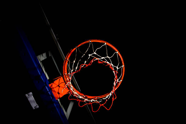 istock Basketball hoop on black background 546203222
