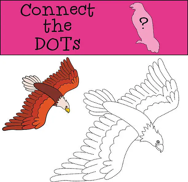 Vector illustration of Educational games: Connect the dots. Cute bald eagle.