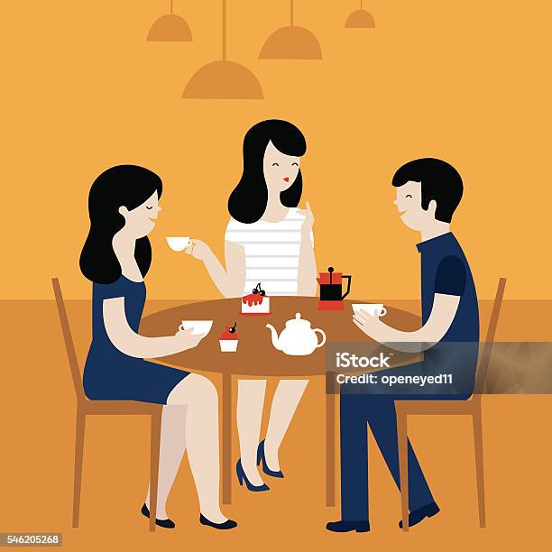 People In Cafe Stock Illustration - Download Image Now - Eating, Restaurant, Adult