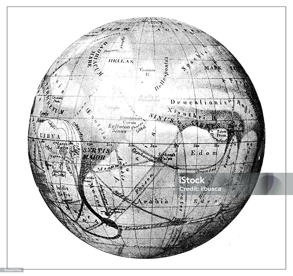 Antique illustration of Mars Globe - Navigational Equipment stock illustration
