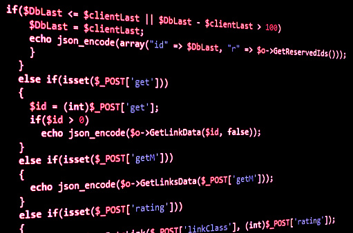 Code Programming Message Programming Code On Black Screen Red Text Stock Photo - Download Image ...