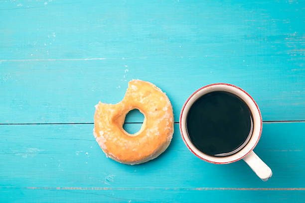 fresh donut with coffee stock photo