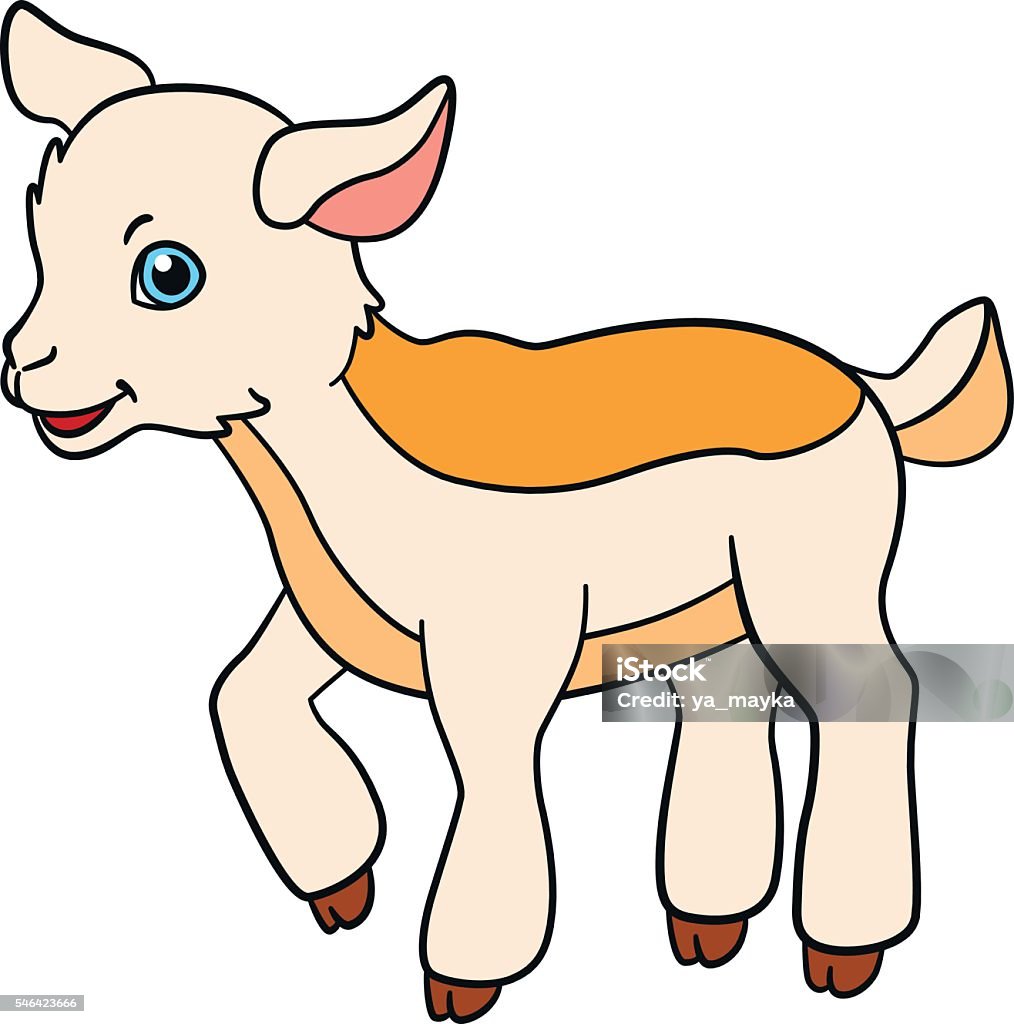 Cartoon Farm Animals For Kids Little Cute Baby Goat Stock Illustration -  Download Image Now - iStock