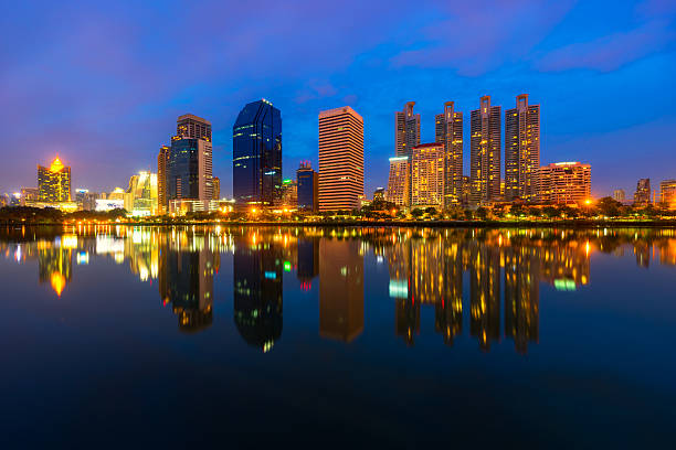 istock Cityscape sunset reflection in Bangkok, Thailand 546424252