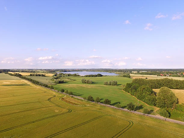 istock aerial view of golden wheat fields in germany 546427316